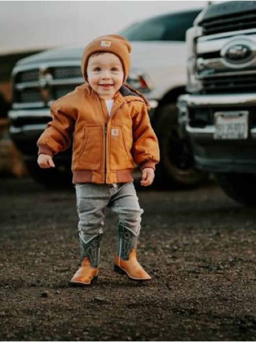 Boys 2T Carhartt Brown Hooded Canvas Workman’s Jacket with Black Lining